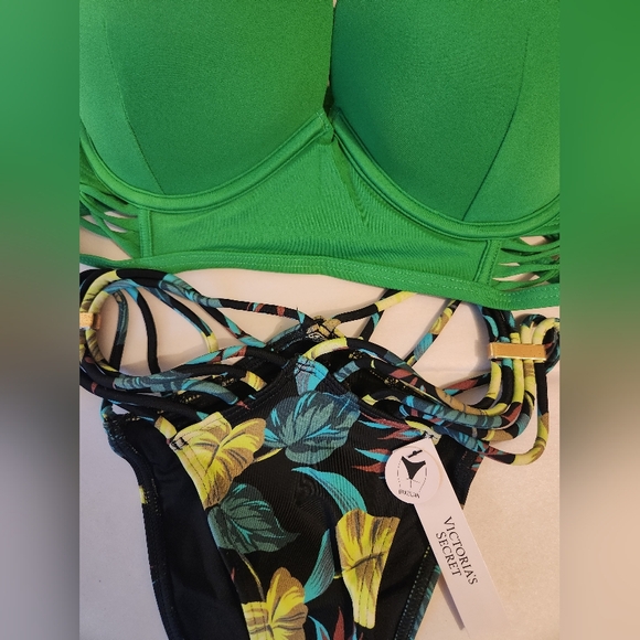 Sold 32DD/XS VS Archives Swim Bombshell Longline Bikini Top Brazilian Bikini Set - Picture 4 of 15